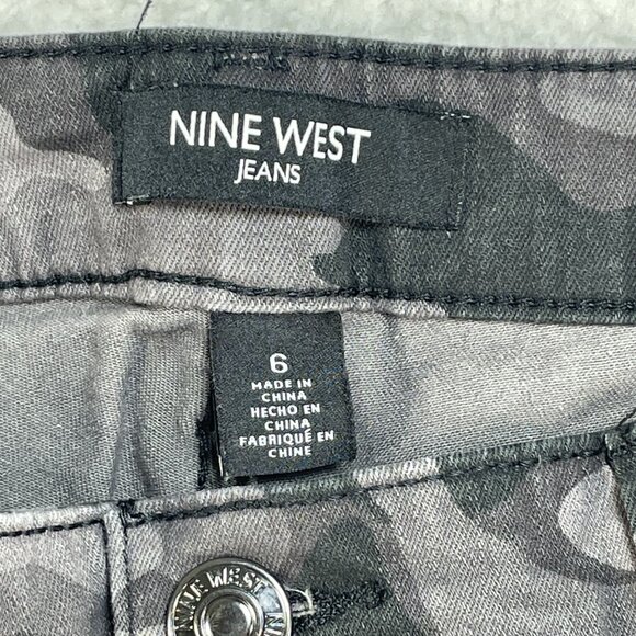 Nine West Jeans Womens 6 Brown Camo Floral Skinny Ankle Mid Rise Denim 28x28 - Picture 7 of 11